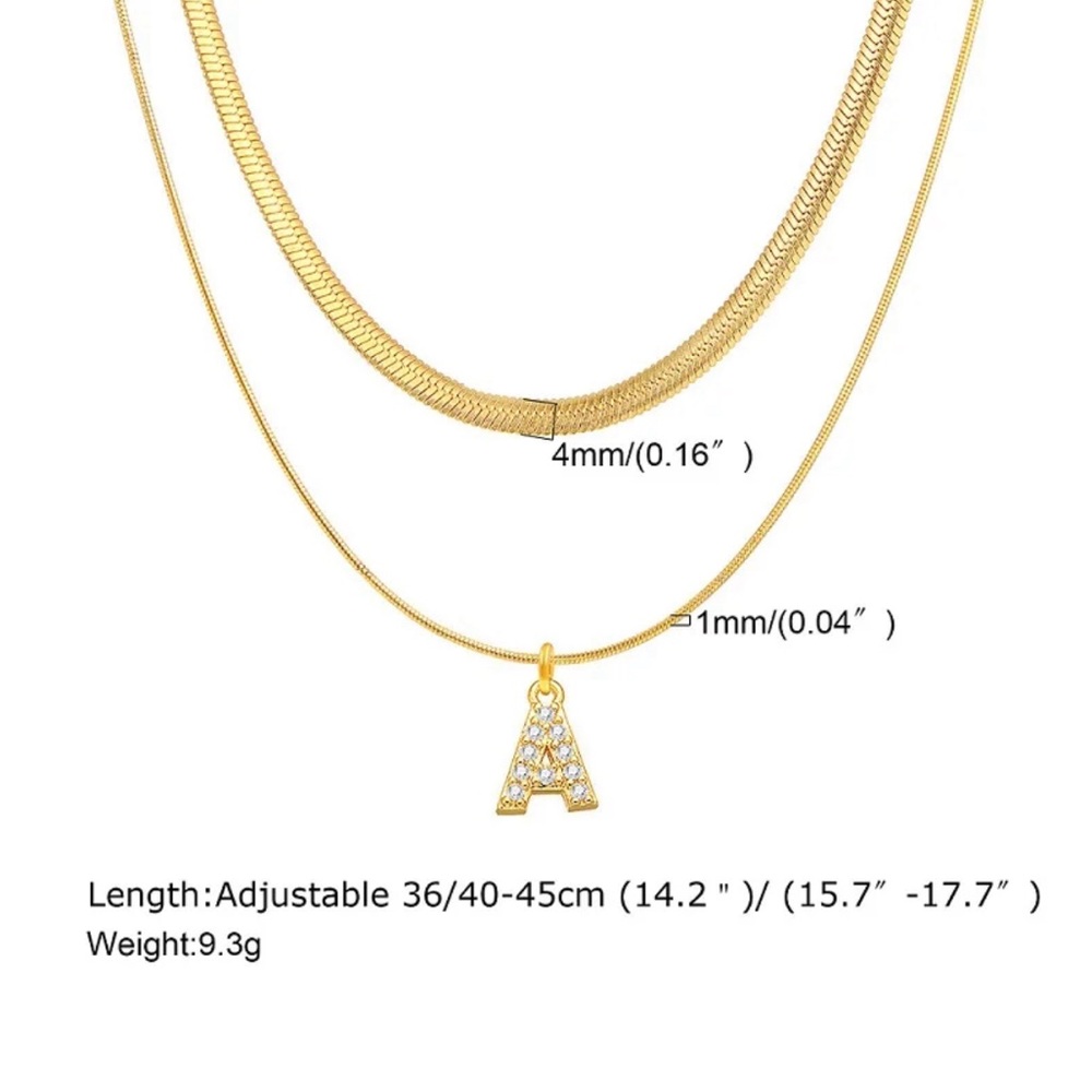 Double Layer Pendant Letter Necklaces in Gold Plated Stainless Steel - Picture 8 of 15